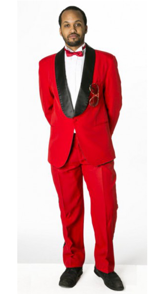 60er Jahre – Smoking Outfit – Herren – Rot (Smokingjacke, Hose und Fliege)